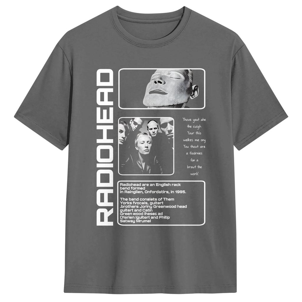 Мужские футболки Radiohead Группа Винтажные 100% Хлопок Короткий рукав Футболка Круглый вырез Одежда Большие размеры