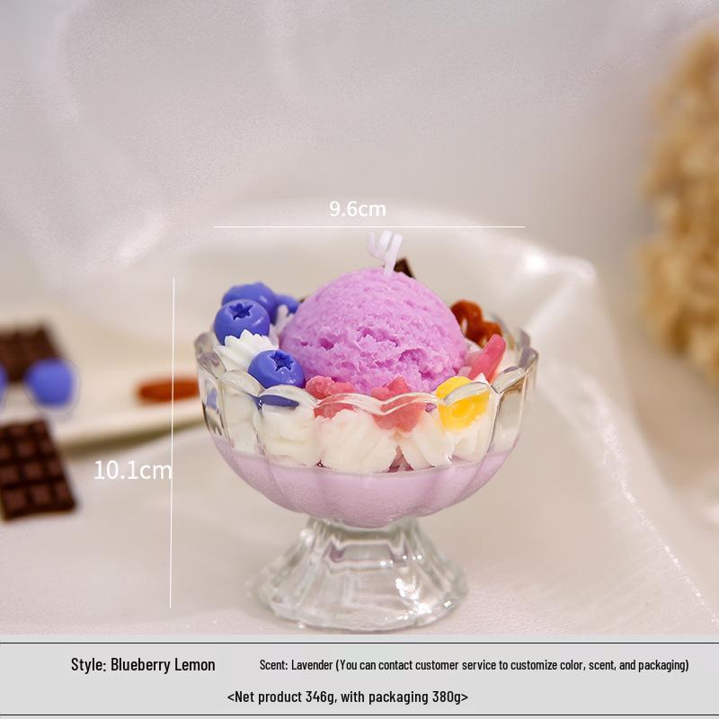 Handmade Scented Soy Wax Candle in Fruit Ice Cream Glass - Birthday Gift & Ornament