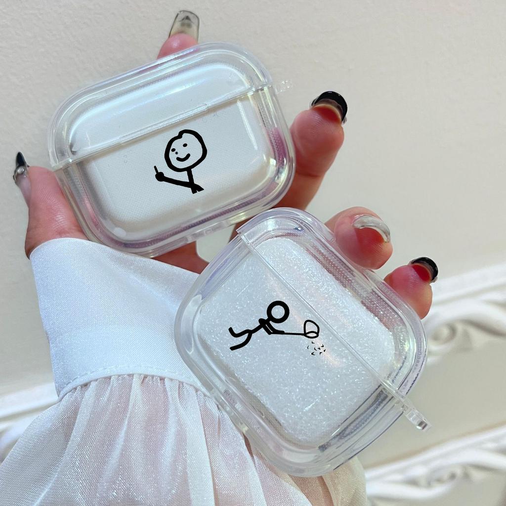 Чехол для Apple Airpods 2 1 Чехлы для наушников с крючком смешные Милые Мультяшные Человечки Для Airpod Pro 3 Pro2 Прозрачные Защитные Чехлы