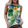 Женская повседневная футболка без рукавов с круглым вырезом и гавайским принтом