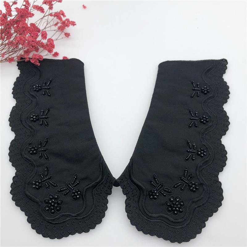 Embrodiery Neckline Collar Cover Lace Flower Bead Peter Pan Fake Collar Women Detachable Collars Removable Lapel False Faux Col