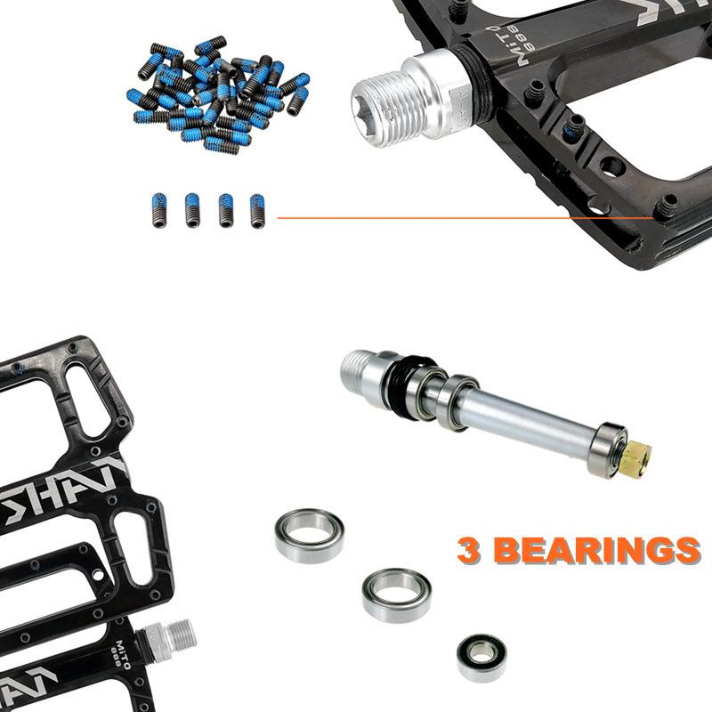 New Mountain Bike Pedals CNC Aluminum Alloy Polished Hollow Flat 3 Bearings Non-slip Bicycle Pedals