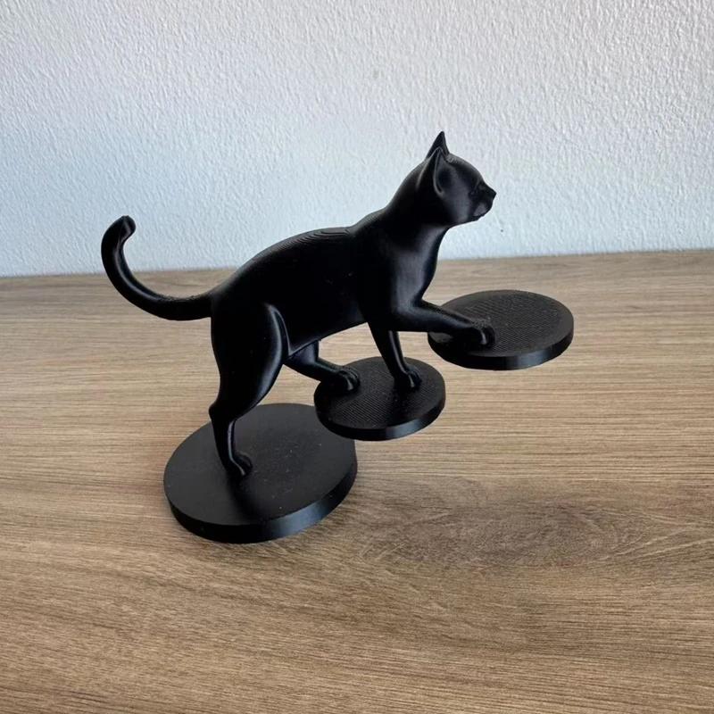 Современная 3D-печатная скульптура прыгающей кошки Геометрический Минималистичный Декор для дома Настольное украшение для гостиной Идеальный подарок для любителей кошек