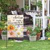 Spring Summer Floral Garden Flag 12x18 Inch Vertical Double Sided Colorful Flowers Welcome Yard Decor Farmhouse Outdoor Burlap Flag