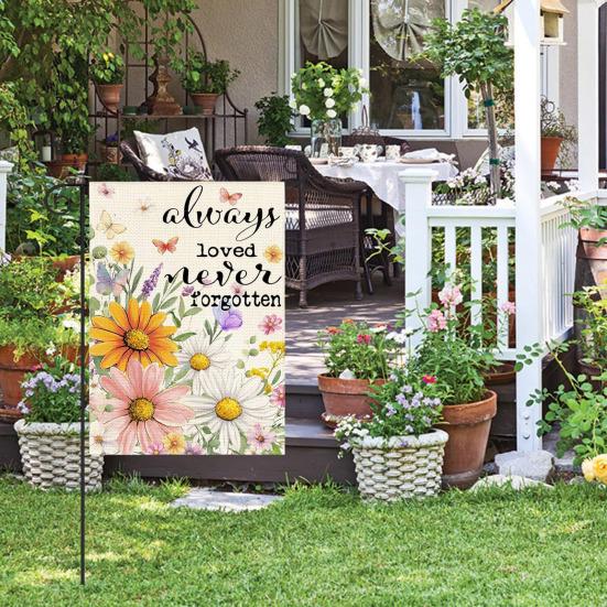 Spring Summer Floral Garden Flag 12x18 Inch Vertical Double Sided Colorful Flowers Welcome Yard Decor Farmhouse Outdoor Burlap Flag