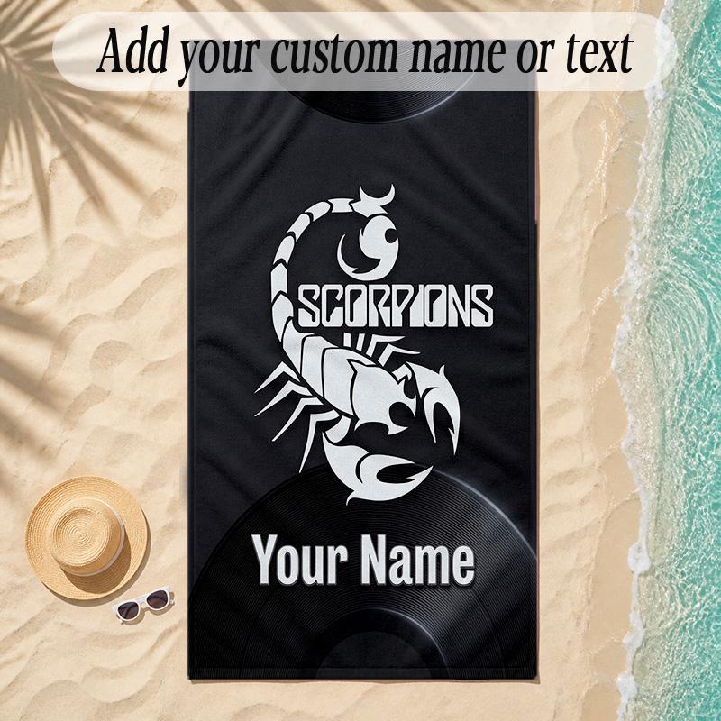 Beach TowelScorpions Custom Name Text Personalized Soft Towel for Beach Pool Indoor Home Decor Gift