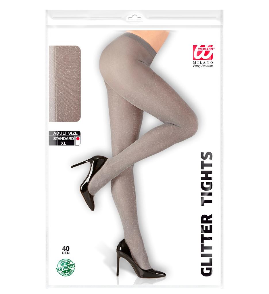 Silver Glitter Tights New Year' Eve 40 Den