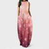 Women Summer  Flower Print Sleeveless Plus Size Pullover Long Dresses