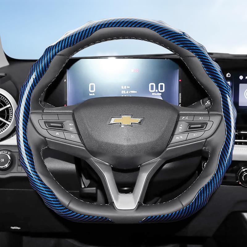 Подходит для Chevrolet Накладка на руль с текстурой под карбон, защелкивающаяся, волнообразной формы, спортивный дизайн, Silverado, Malibu, Equinox, Traverse, Camaro, Corvette
