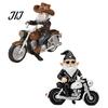 Western Cowboy Dwarf Decor Motorcycle Gnome Figurine with Leather Jacket & Sunglasses, Resin Style Statue for Garden Retro Figurines Decor, Cool Biker