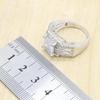 Geometric White Zircon Silver 925 Wedding Jewelry Set for Women Bracelet Long Earring Necklace Pendant Ring Gift Box