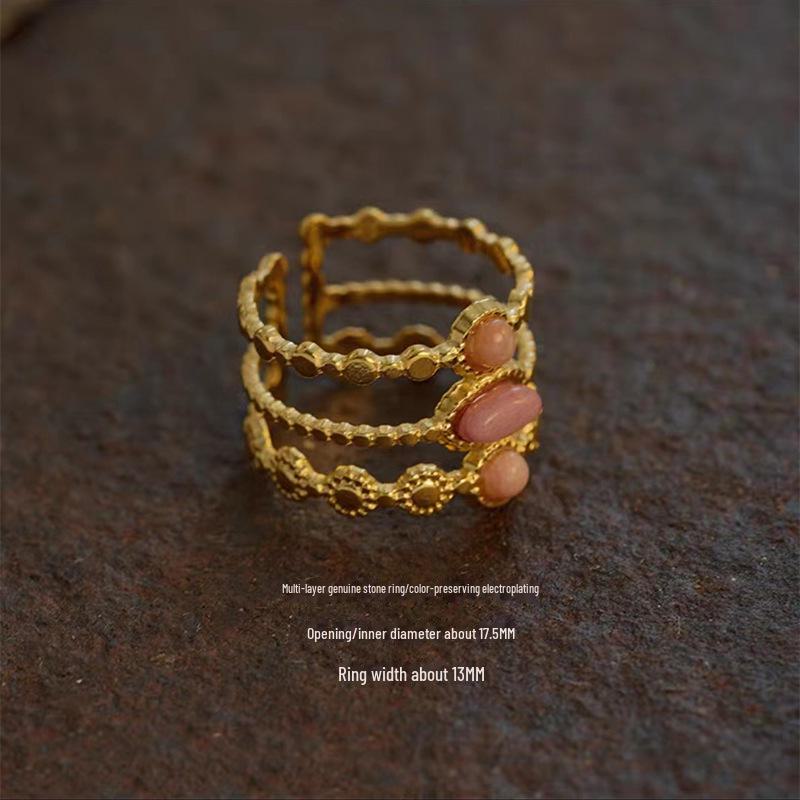 Европейско-американское уникальное средневековое металлическое кольцо: Камень тигровый глаз, открытый дизайн для женщин