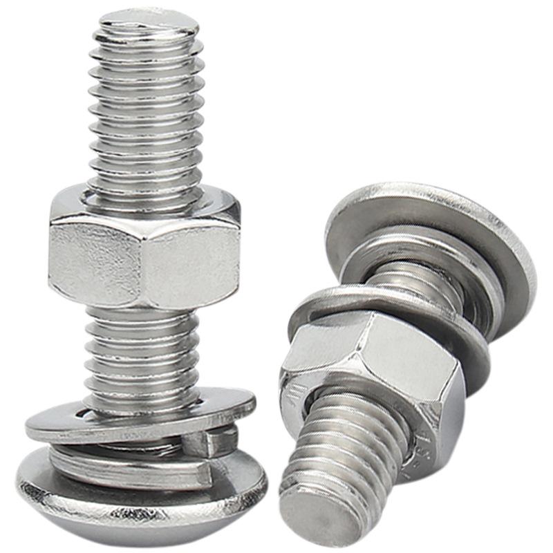 Комплект из большого винта с плоской головкой и гайки из нержавеющей стали 304 с грибовидной головкой и пружинной шайбой