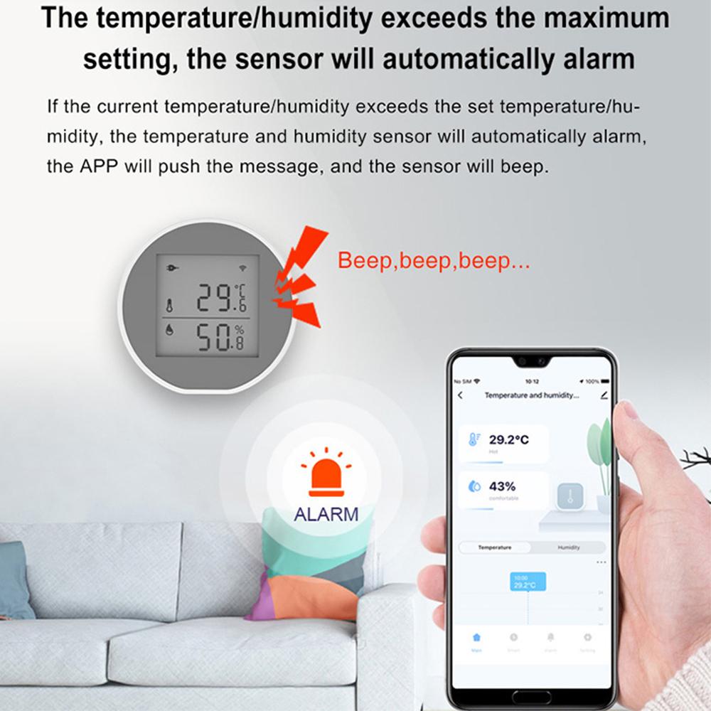 USB Battery Powered WiFi Temperature Humidity Sensor with Instant App Alerts