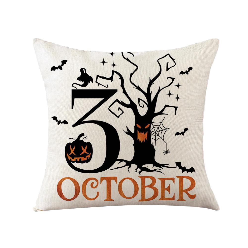 Halloween Festive Linen Series Multiple Pillowcases Simple Holiday Printed Cushion Cover Sofa Pillowcase