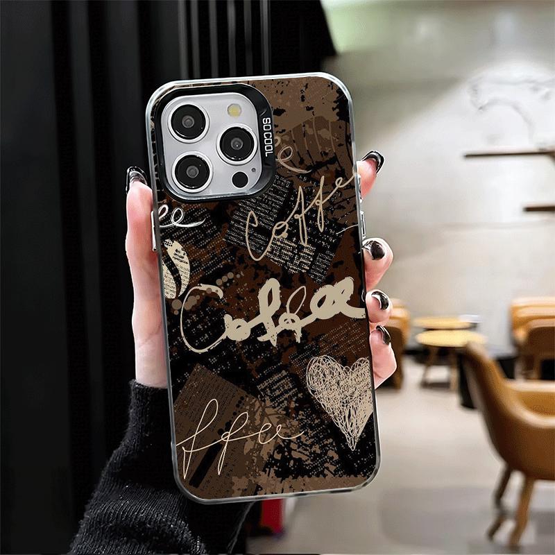Черный Кофе Модный Стиль Ударопрочный Чехол для Телефона для iPhone 17 Air 16 16E 15 Pro Max 14 Plus 13 Mini 12 Задняя Крышка Противоударный Веселый