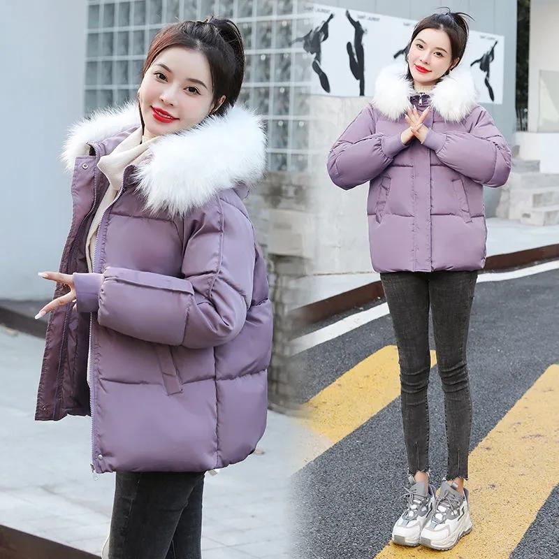 Solid Color Cotton Jackets Korean Style All-match Thick Down Coats Winter Large Size Loose Short Hooded Down-filled Coats