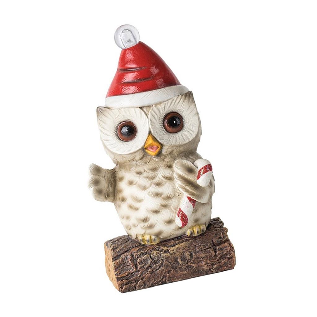 Мультяшная Сова, миниатюрная фигурка из смолы со светодиодной подсветкой, шапка Санты, рождественский праздничный домашний стол, книжная полка, декор, орнамент