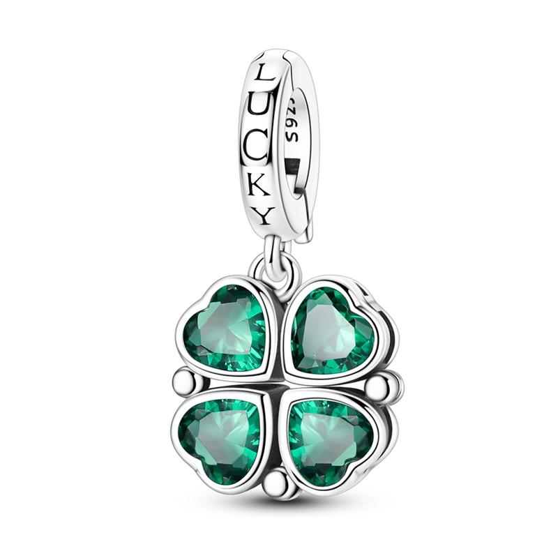 Original 925 Sterling Silver Charms Universal Clasp Magnetic Four-Clover Pendant Fit Original Bracelet Necklace Women DIY Gift
