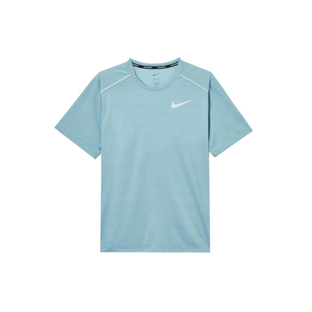 Nike Футболка с коротким рукавом и принтом логотипа в полоску, с круглым вырезом, прямого покроя, быстросохнущая, мужская, синяя AJ7566-494