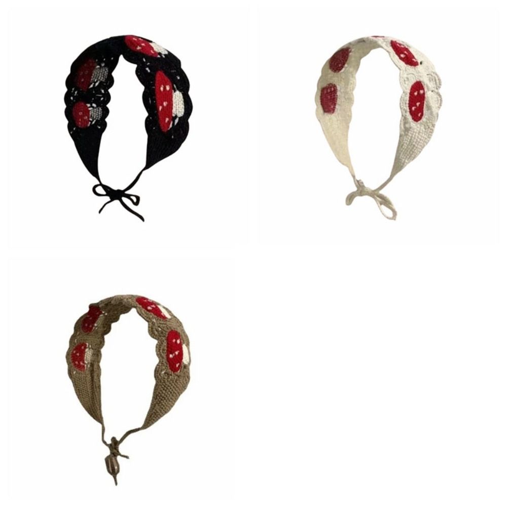 Knit Fabric Crochet Hair Bands Cartoon Design Hair Scarf Mushroom Hair Bands Holiday Season
