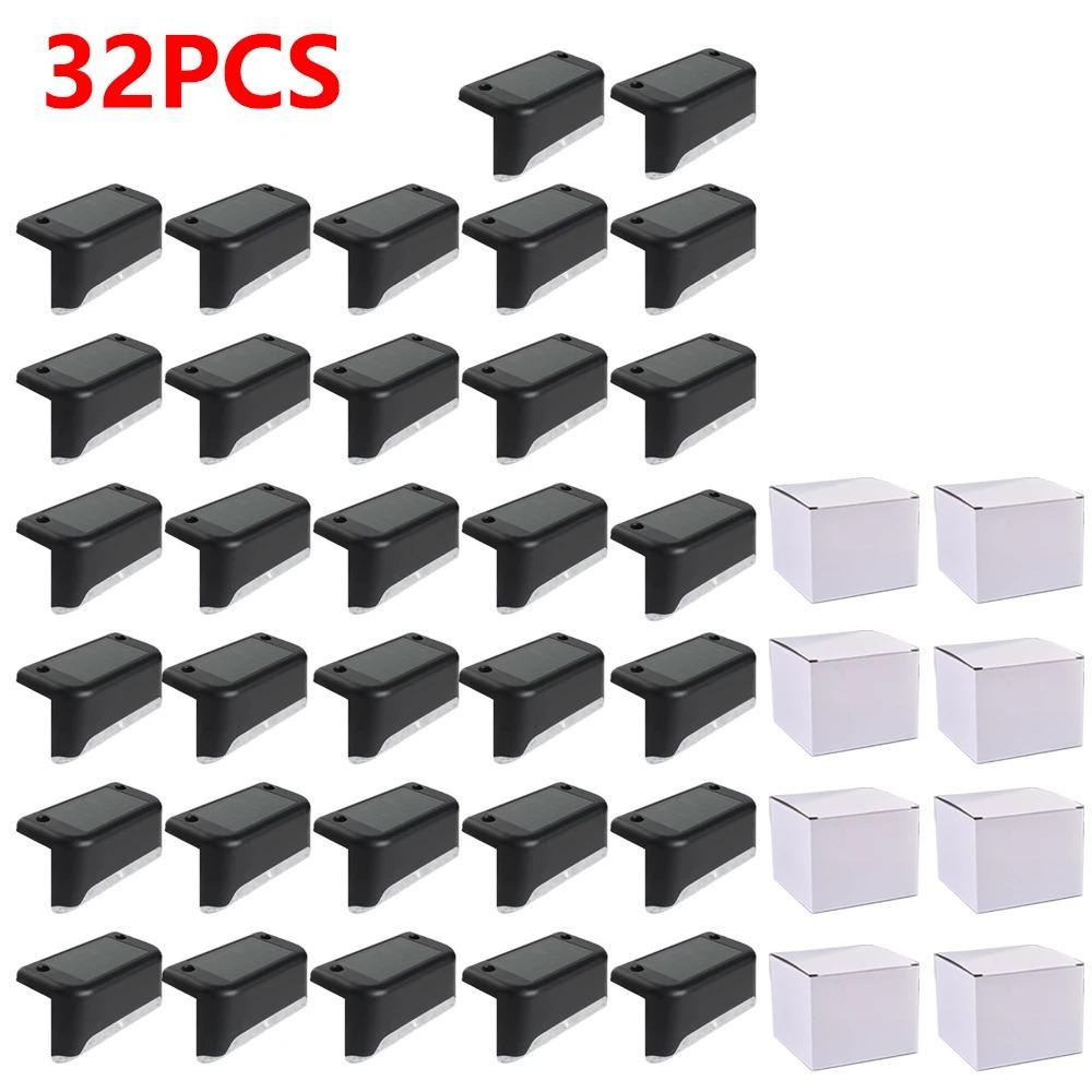 4-32pack Warm White Solar LED Step Lights Waterproof Outdoor Garden Path Stair Balcony Night Light Patio Fence Light Decoration