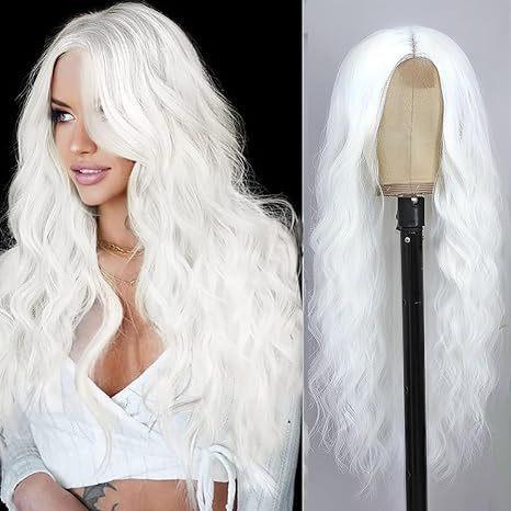 Front lace wig Female long hair Medium long curly hair Big wavy headgear