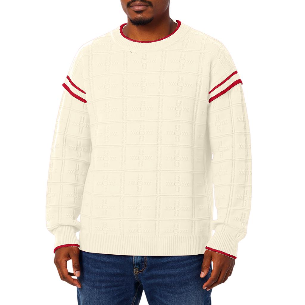Men's Fashion Knitting Pullover Long Sleeves Loose Round Neck Sweater