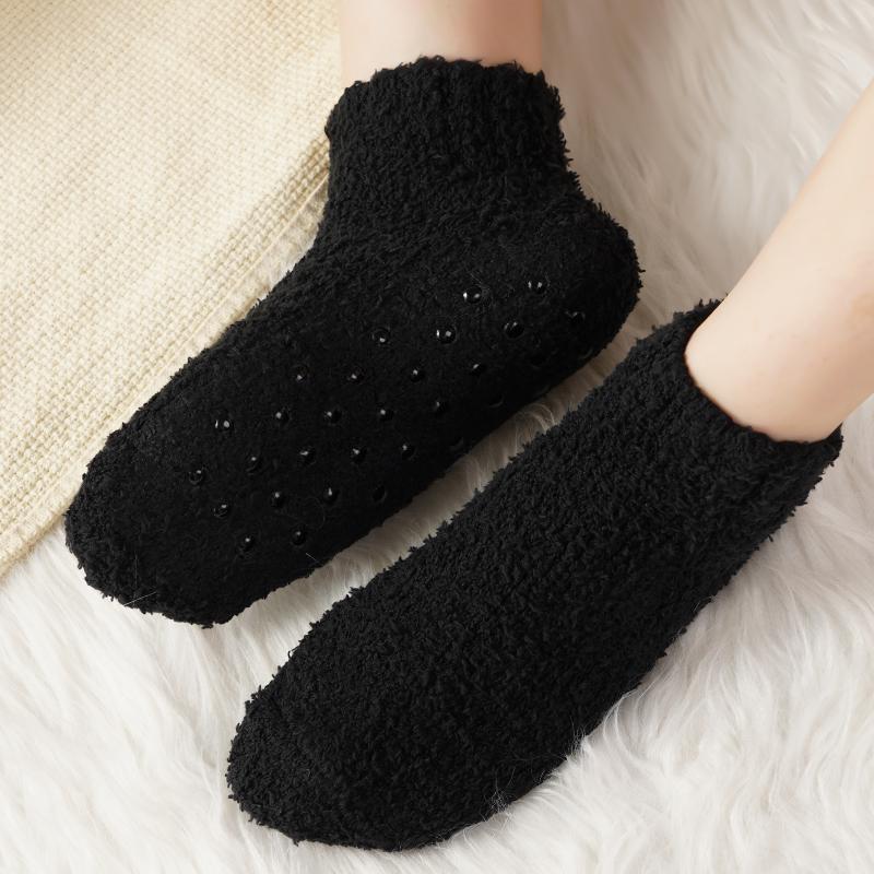 Новые женские носки-гольфы, женские утолщенные носки из кораллового флиса, теплые домашние напольные силиконовые нескользящие невидимые хлопковые носки-лодочки
