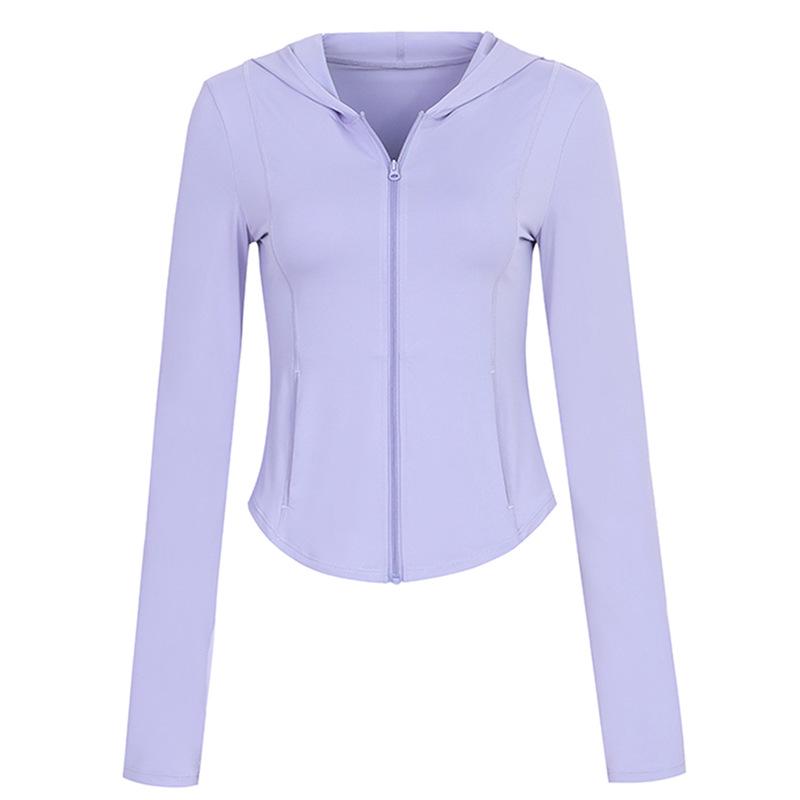 Женская утягивающая куртка для йоги с капюшоном – эластичный кардиган на молнии для бега и фитнеса