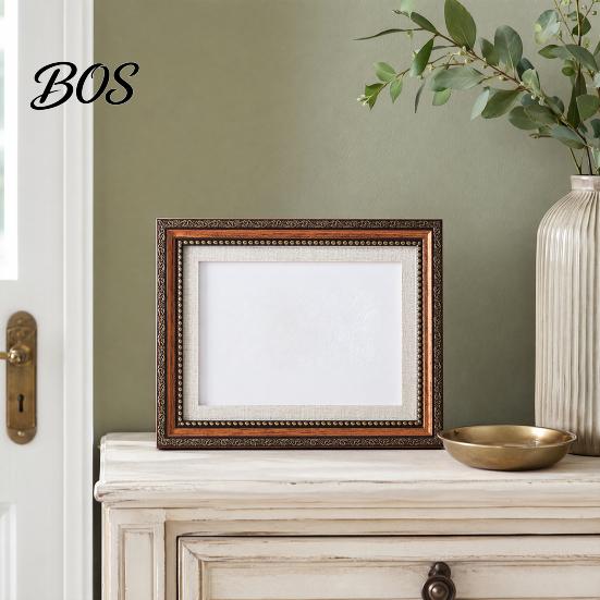 Retro Carved Frame Vintage Photo Frame, Art Mat Picture for Tabletop Display Rustic Home Decor & Wall Mount, Decorative Studio Portrait Photos