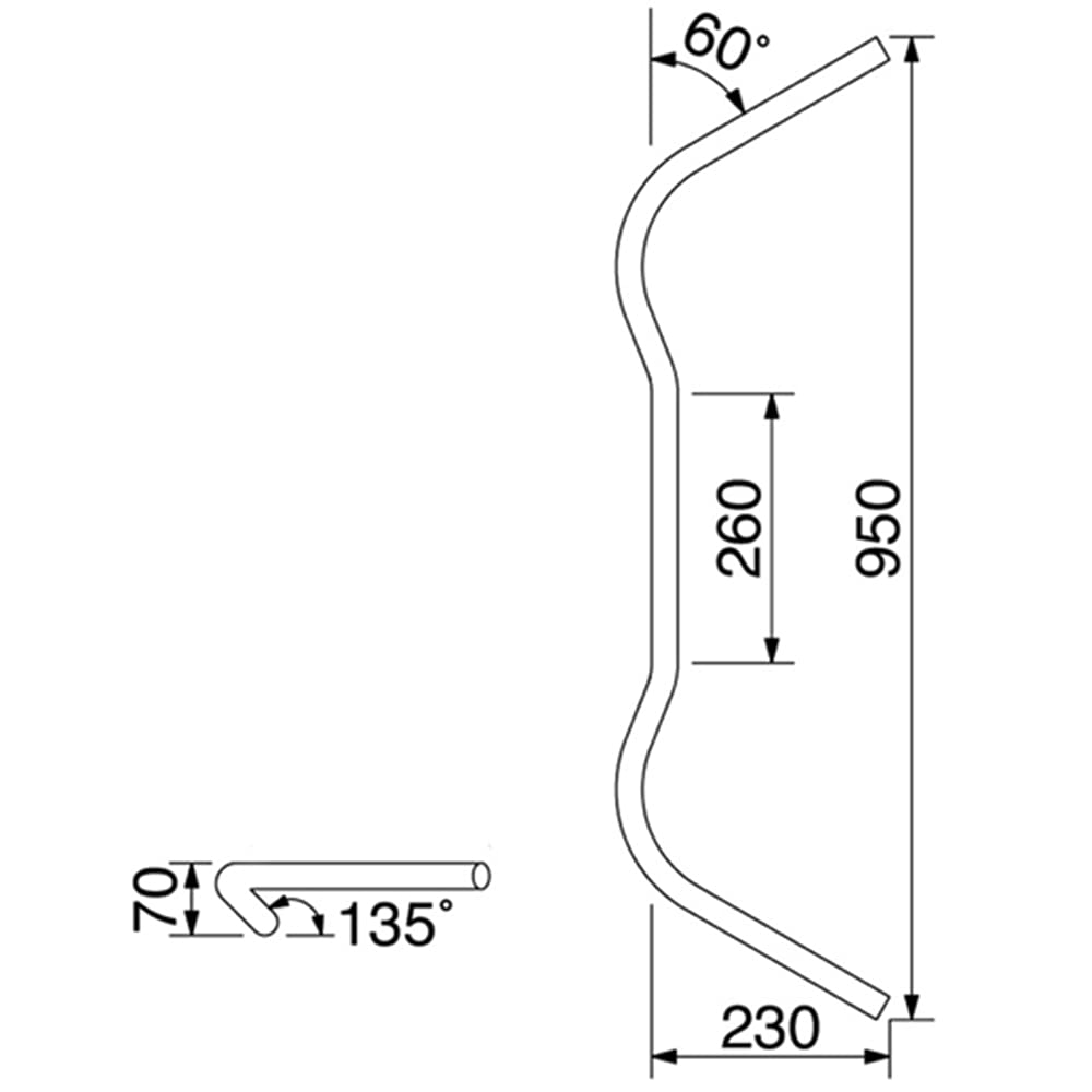 HURRICANE Handlebar P1 Inch Wide Low Old Type 2 Chrome Plated HB0176C-01