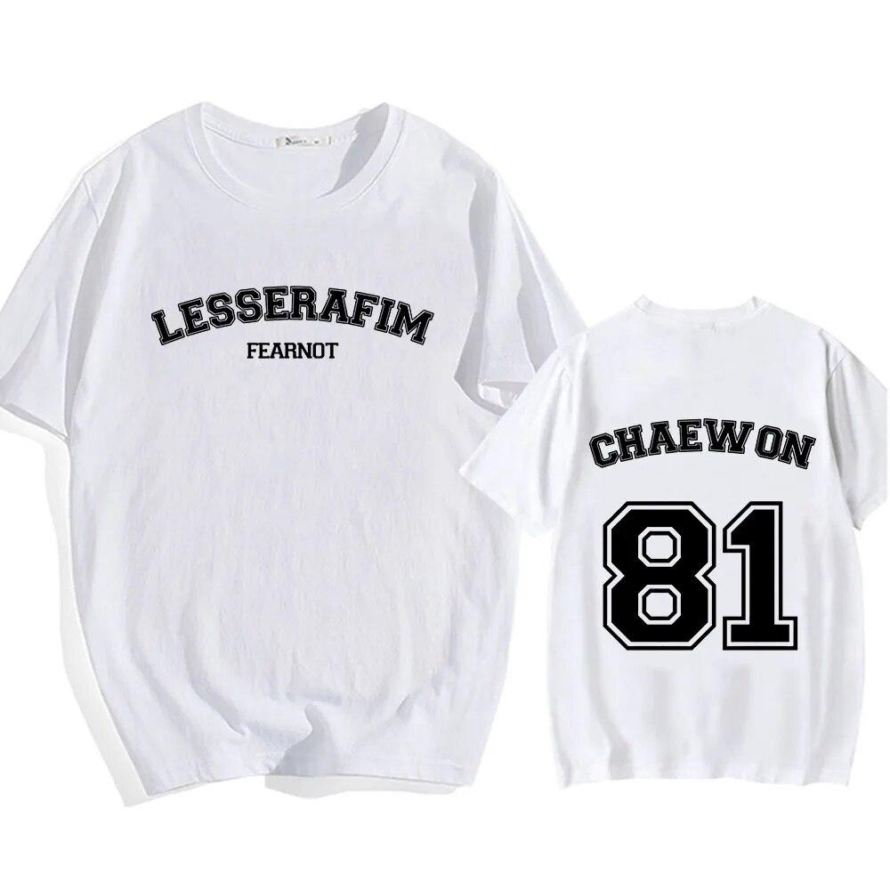 LE SSERAFIM Chae-Won 81 T-shirt Kpop Band Korean Fashion Tee-shirt Short Sleeve Cotton Unisex Women Tshirts Summer Streetwear Tees