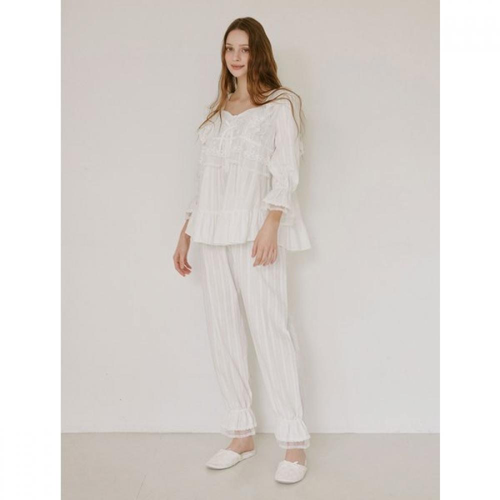 Lunaluz Women S Cotton Square Neck Long Sleeve Two Piece Pajama Angleling