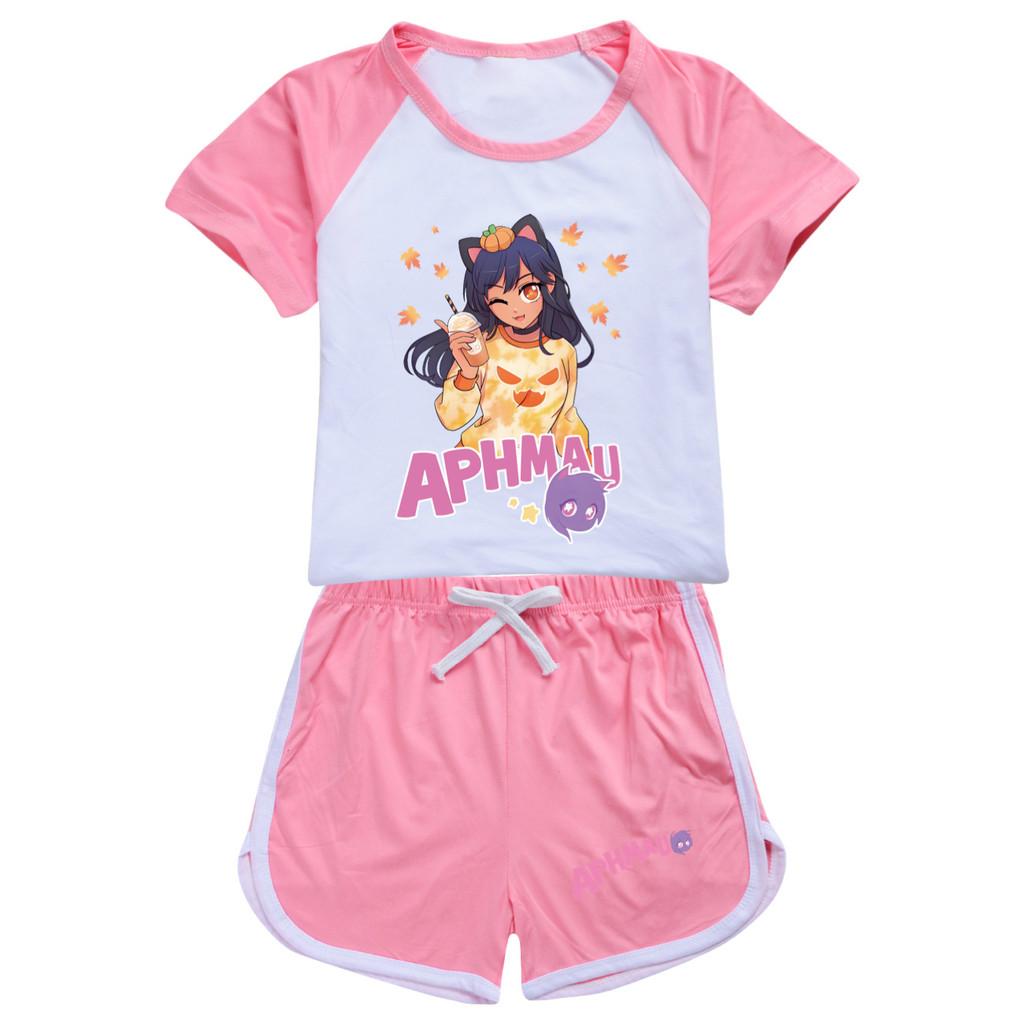 4281 2 шт./комплект Детский для девочек С принтом APHMAU Топ с коротким рукавом Штаны Спортивный костюм Комплект