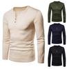 Men's Winter Casual Brushed V-Neck Long Sleeve Base Shirt Top Blouse