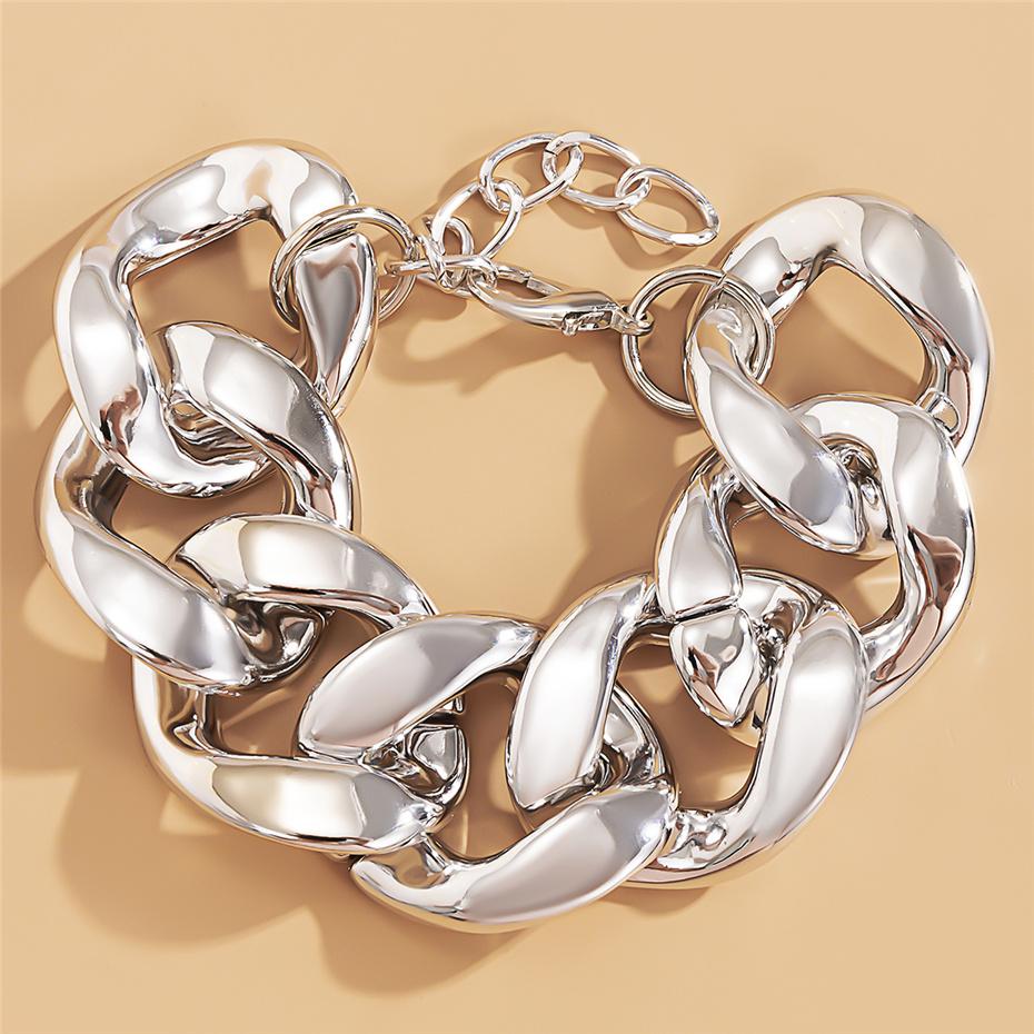 Exaggerated Cuban Curb Big Acrylic Chain Bracelet Bangle Vintage Punk Lock Bling Link Bracelets Men Party Jewelry Accessories