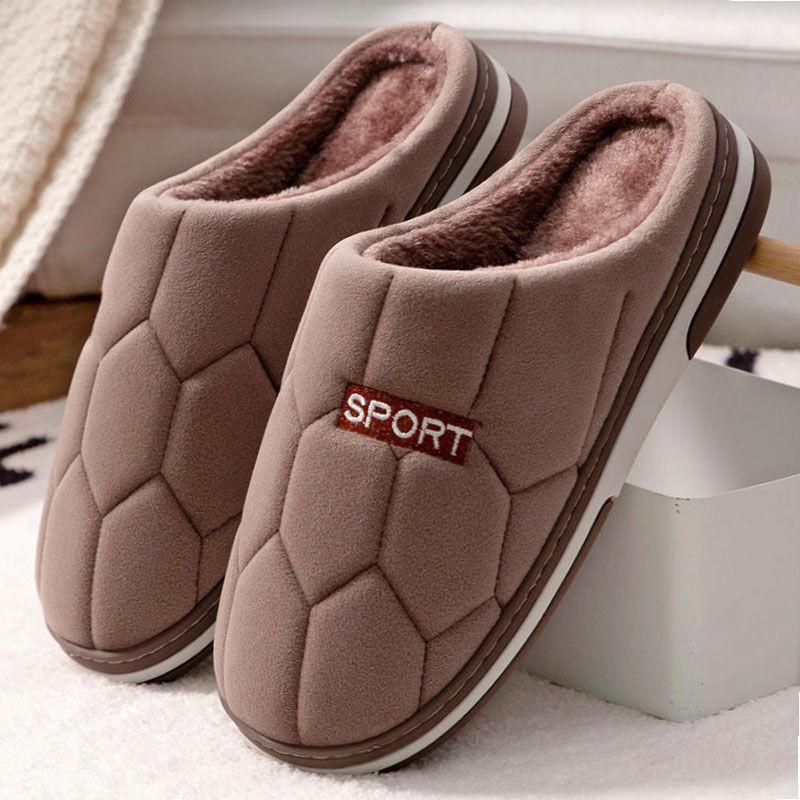 Мужские тапочки из хлопка с мягкой подошвой, очень большого размера: Уютная, нескользящая домашняя обувь для осени и зимы.