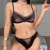 Женский сексуальный комплект нижнего белья во французском стиле, гладкий бюстгальтер и трусики, комплект с кружевной отделкой, комплект нижнего белья, ультра-тонкий минимизирующий бюстгальтер