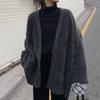 Осенне-зимний свободный кардиган Newe, однотонный тонкий вязаный кардиган, свитер с v-образным вырезом из искусственного норкового флиса, пальто, женское пальто 11650