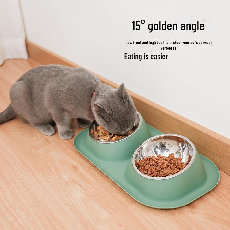 Нескользящая, герметичная двойная миска для кошек и собак - станция кормления из нержавеющей стали