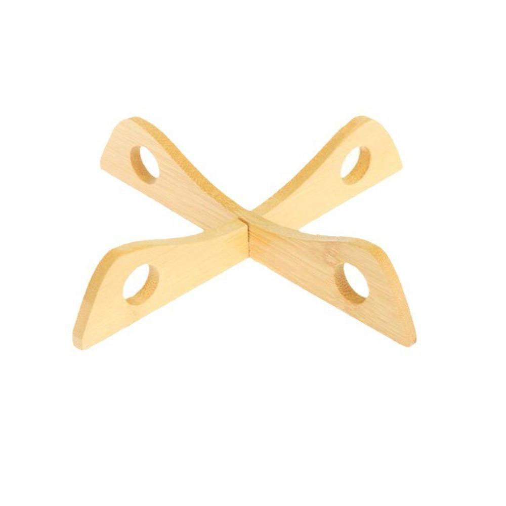 Durable Cross Pot Holder Bamboo Anti-Slip Casserole Rack Drain Anti-Scalding Pot Base Bracket Kitchen Gadget
