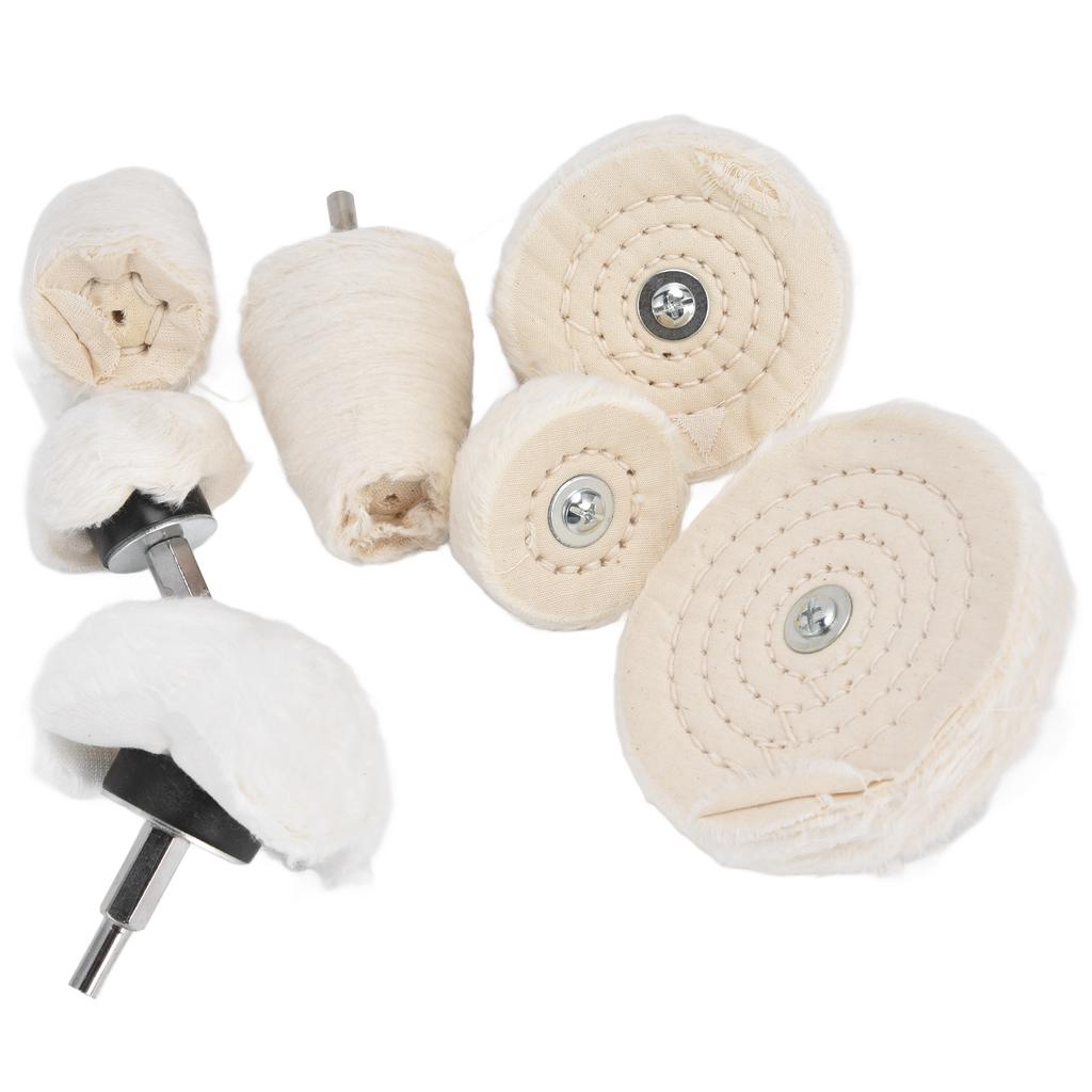 D2 7Pcs Polishing Wheel Kit Cotton Flannel Buffing Drill with 1/4in Shank for Metal Glass Grinding Polishing Cloth Wheel Set