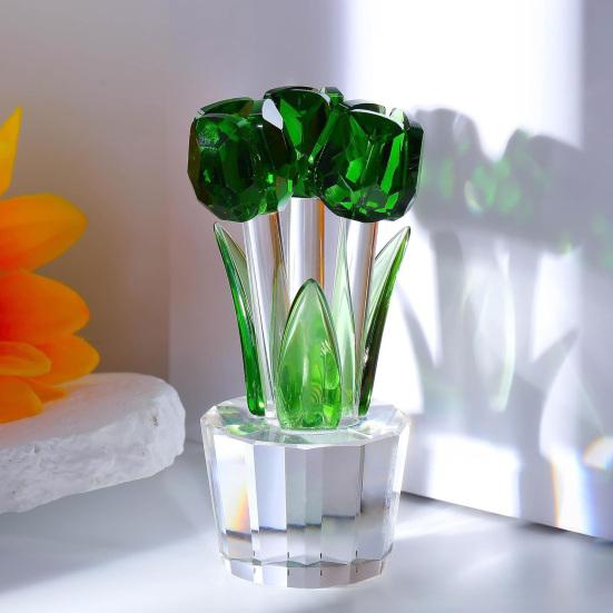 Коллекционная фигурка тюльпана из искусственного хрусталя, прозрачный тюльпан, стеклянный букет цветов, подарки на День святого Валентина, день рождения, женщине, девушке, жене