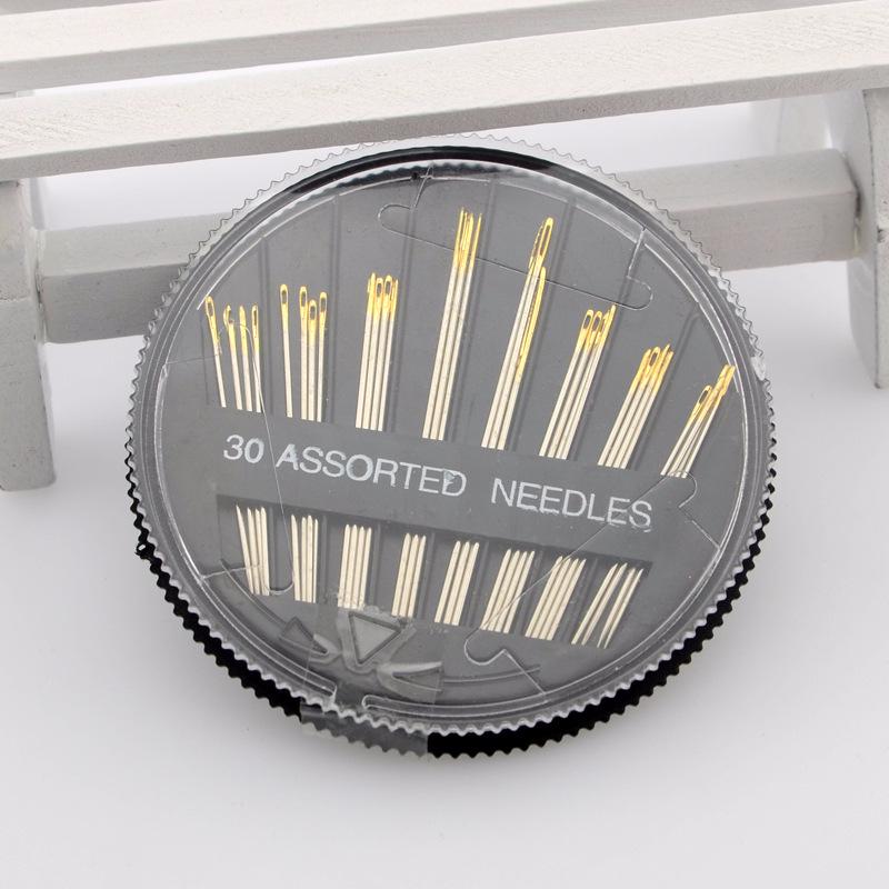30 шт. иглы для ручного шитья с золотым глазком, игольная пластина, инструменты для вышивания гобеленов, швейные аксессуары, комплект одеял