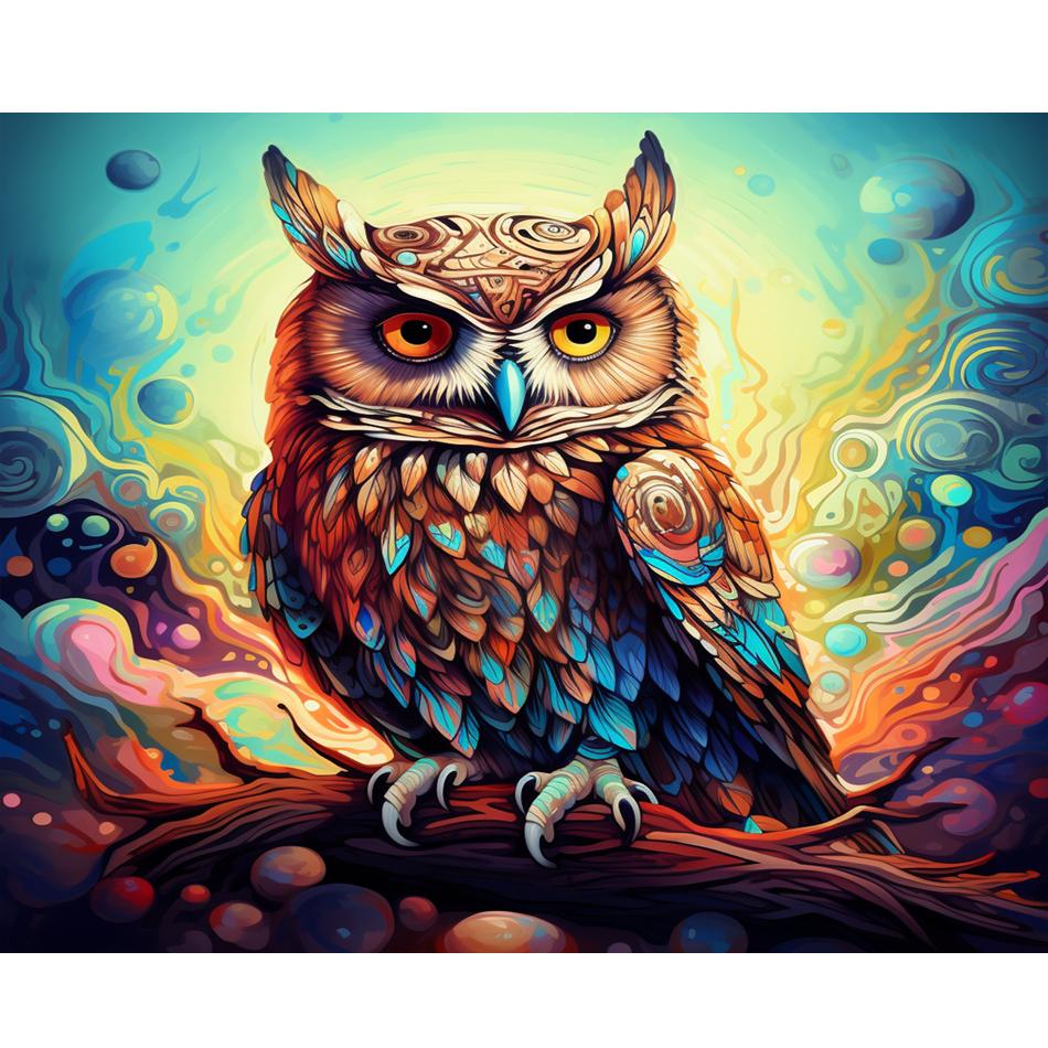 RUOPOTY Акриловая картина по номерам для взрослых, рисунок совы по номерам, настенный художественный набор красок, подарок, ручная роспись, холст, живопись, анимация