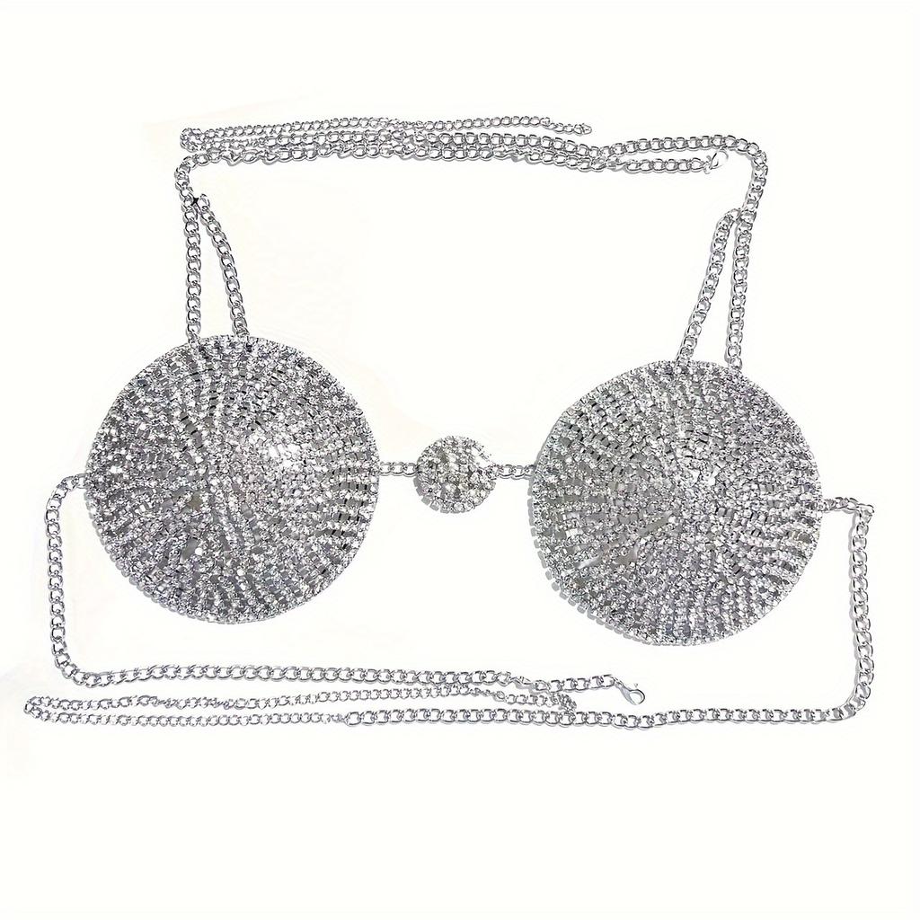 Iced Out блестящий укороченный топ со стразами, бюстгальтер на груди, роскошная медная сексуальная цепочка для тела, аксессуары