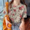 Women's Summer T-shirt Flower Pattern Clothing Round Neck Loose Top Fashion Short Sleeve Women's Party T-shirt 2024 New