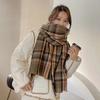 WTEMPO Women Autumn Winter Outdoor Long Plaid Scarf Ladies Windproof Cold-proof Versatile Casual Warm Retro Scarf