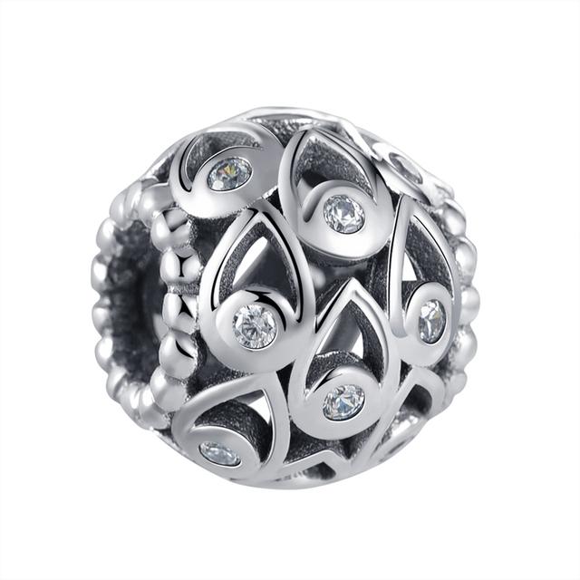 Европа Стерлингового Серебра 925 Новые Сверкающие Круглые Ажурные Подвески Бусины Подходит Оригинальные Модные Браслеты Для Ювелирных Изделий Ожерелье Подвеска